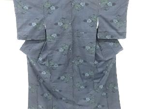 菱に花模様織り出し本場泥大島紬着物(5マルキ)